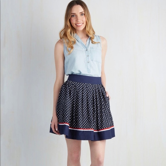 COPY - Modcloth Blue Polka Dot Skirt - Picture 3 of 5